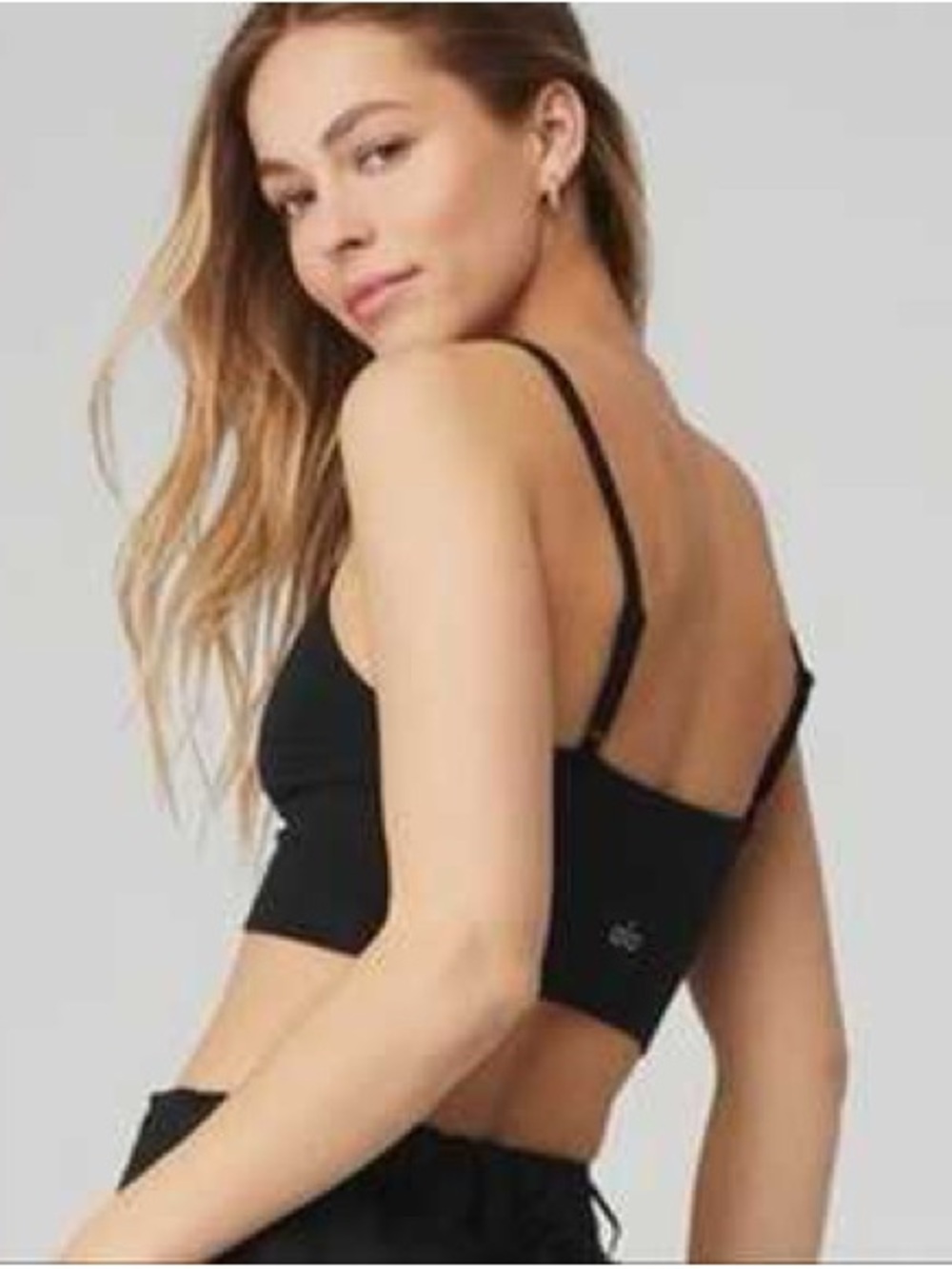 ALO Yoga Black Slim Spaghetti-Strap Camisole Crop Tank Size Large